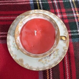 Hand Crafted Treasure Candle With Gemstones /Vintage Noritake Bone China Teacup